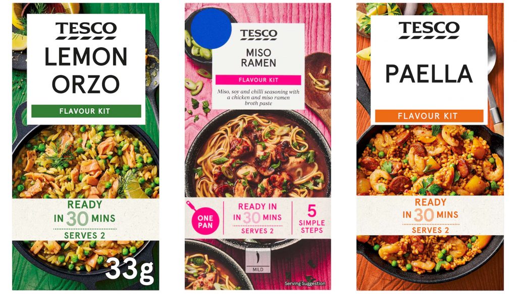 tesco flavour kits packaging