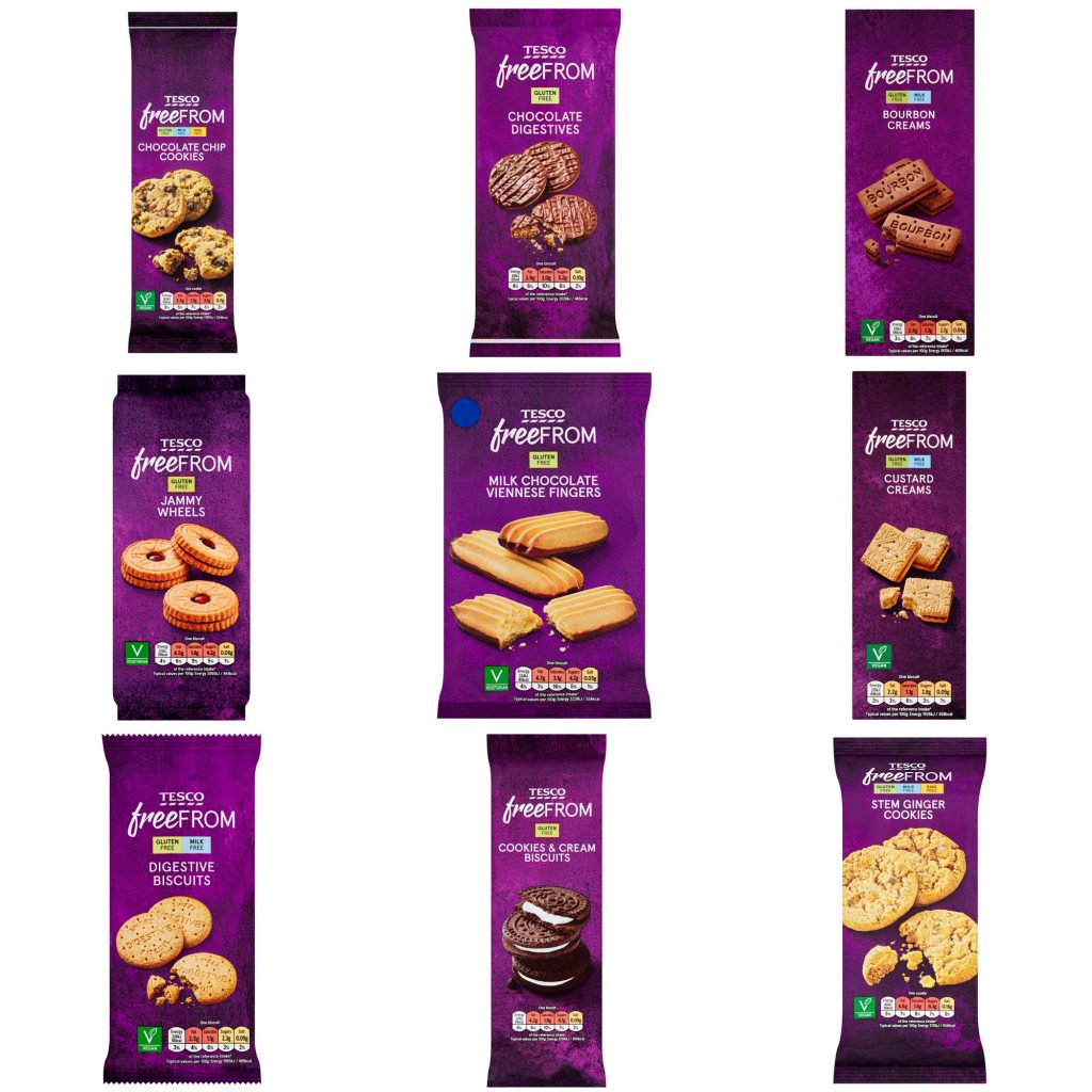 tesco free from biscuit packaging