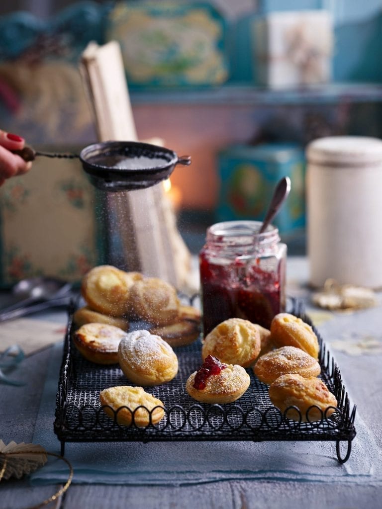 Apple Doughnuts dusting with icing sugar