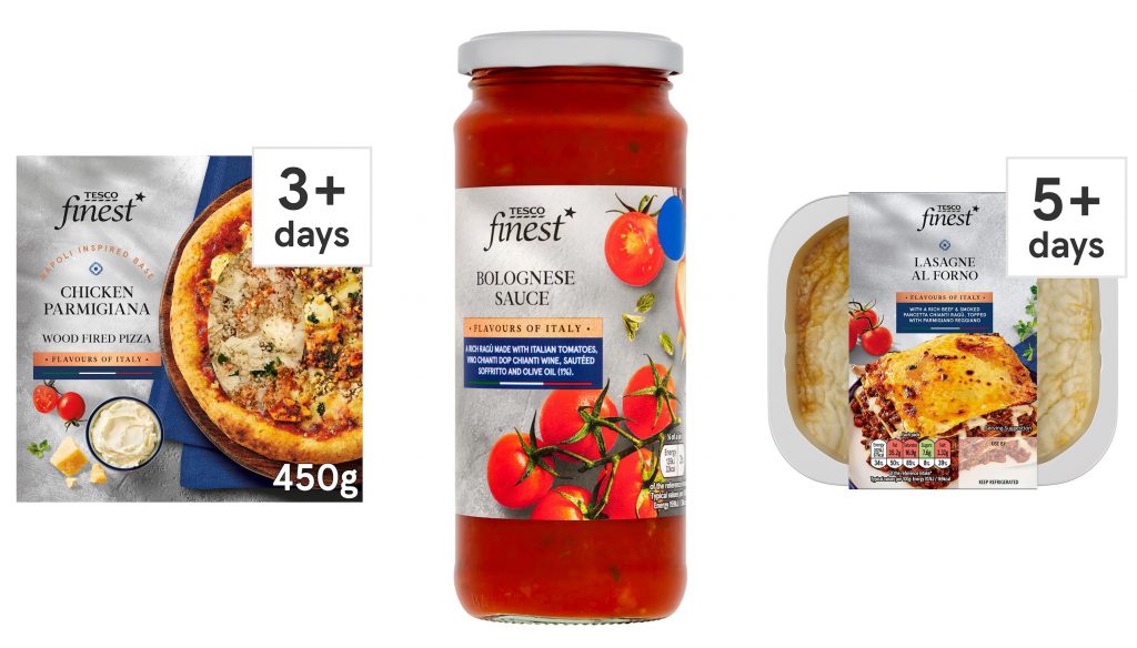 tesco finest Italian packaging range ready meals and sauces