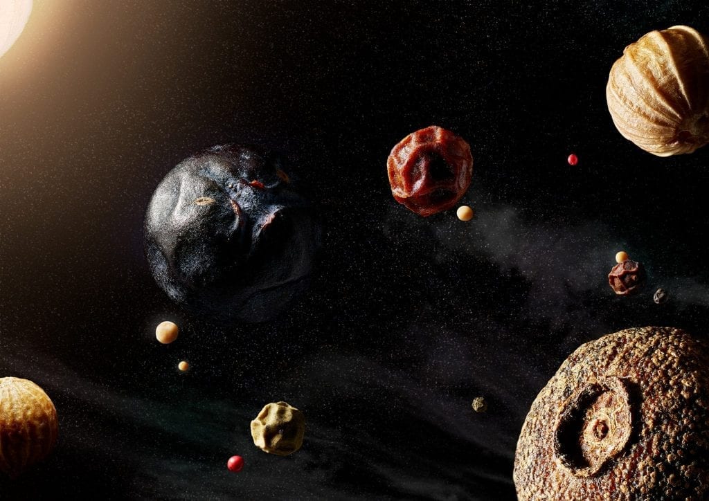 food photographers London Personal work, universe created with macro photographs of seeds and spices.