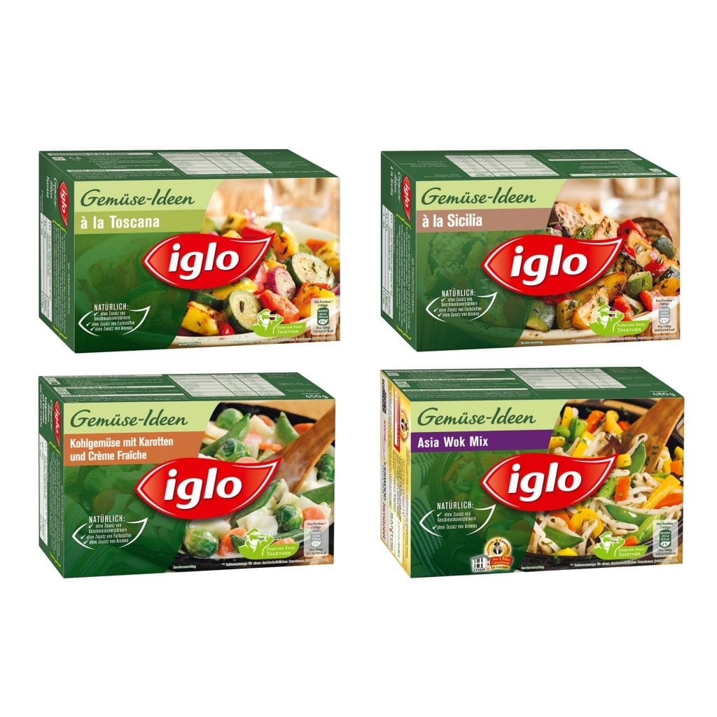 Iglo vegetable mix packaging