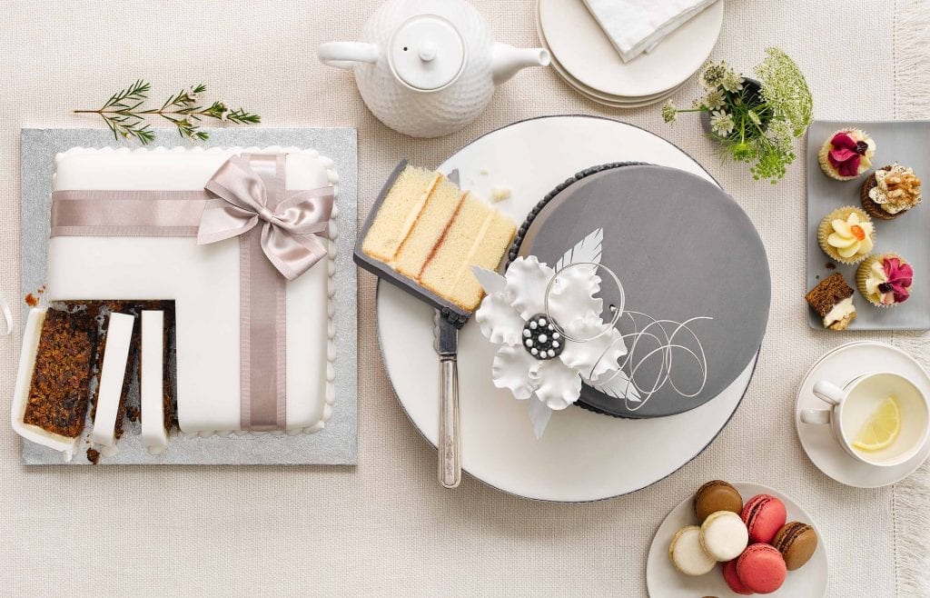 Afternoon Tea selection of cakes and macaroons shot for Marks and Spencer to show their Food To Order range.