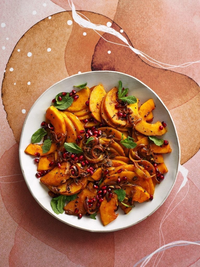 Romy Gills butternut squash pomegranate molasses sandi recipe photographed for the sunday times