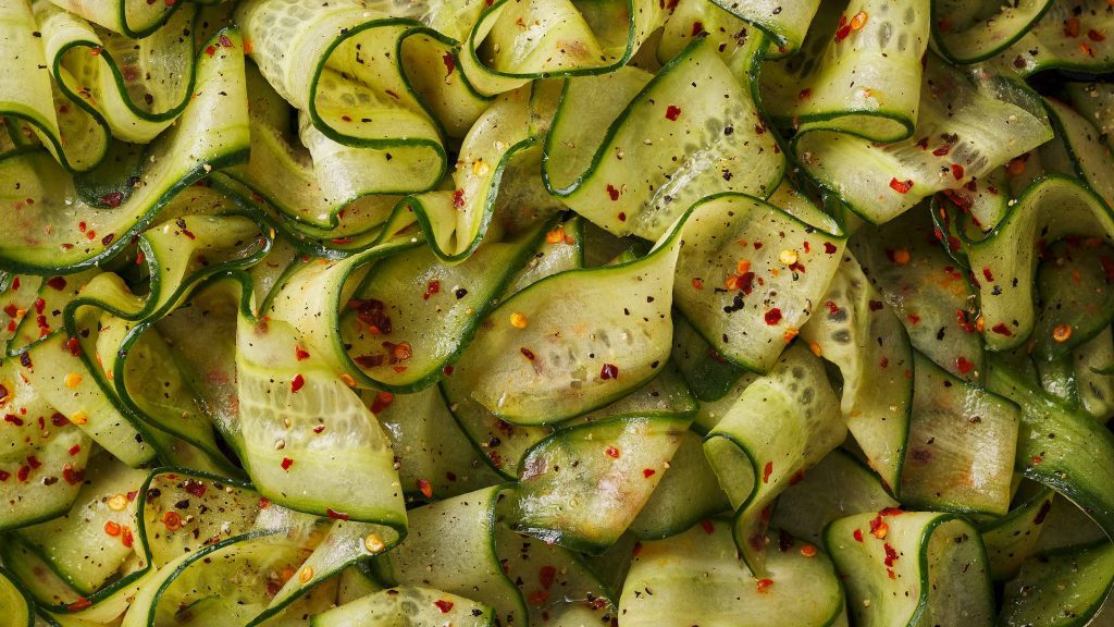 tesco quality seal cucumber ribbons macro image