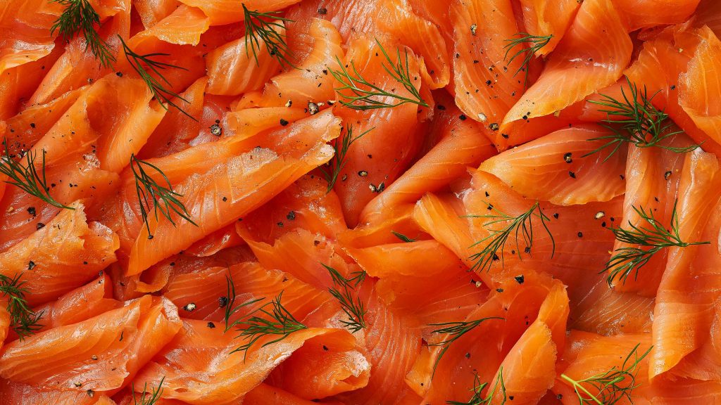 tesco quality seal smoked salmon macro image