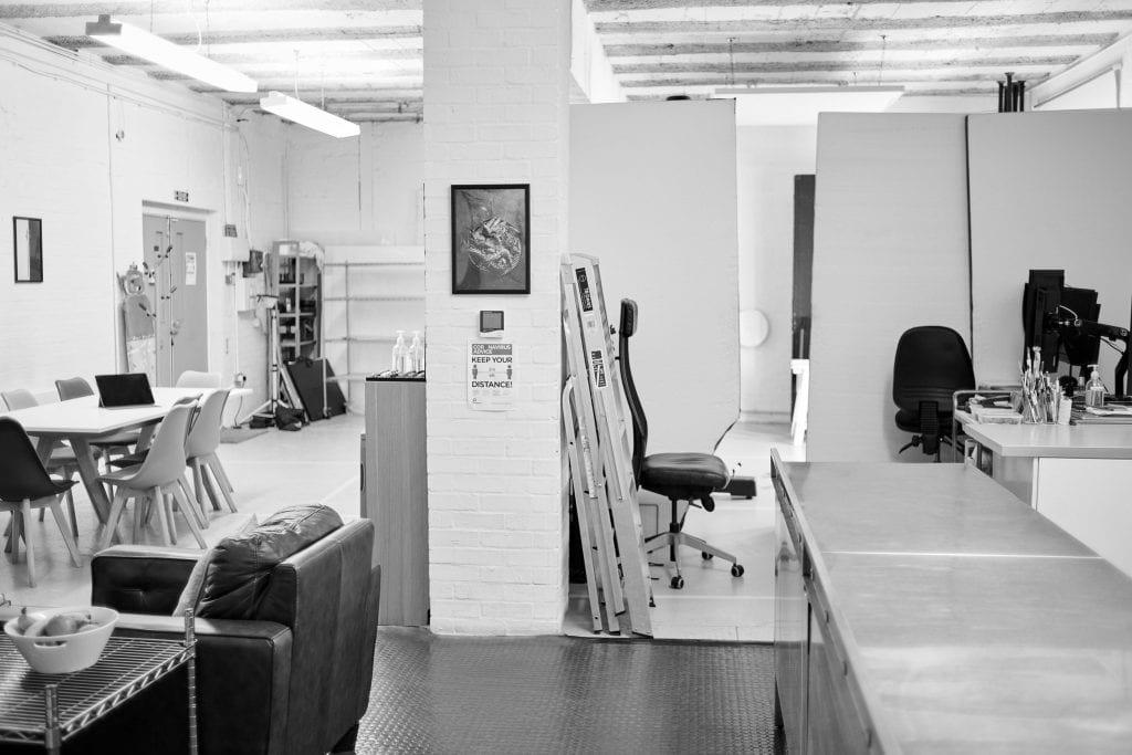 client and studio view at gareth morgans food photography studio