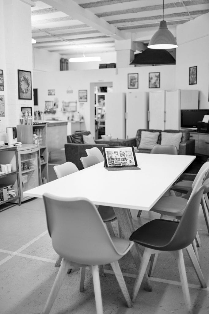 client work table area at gareth morgans food photography studio