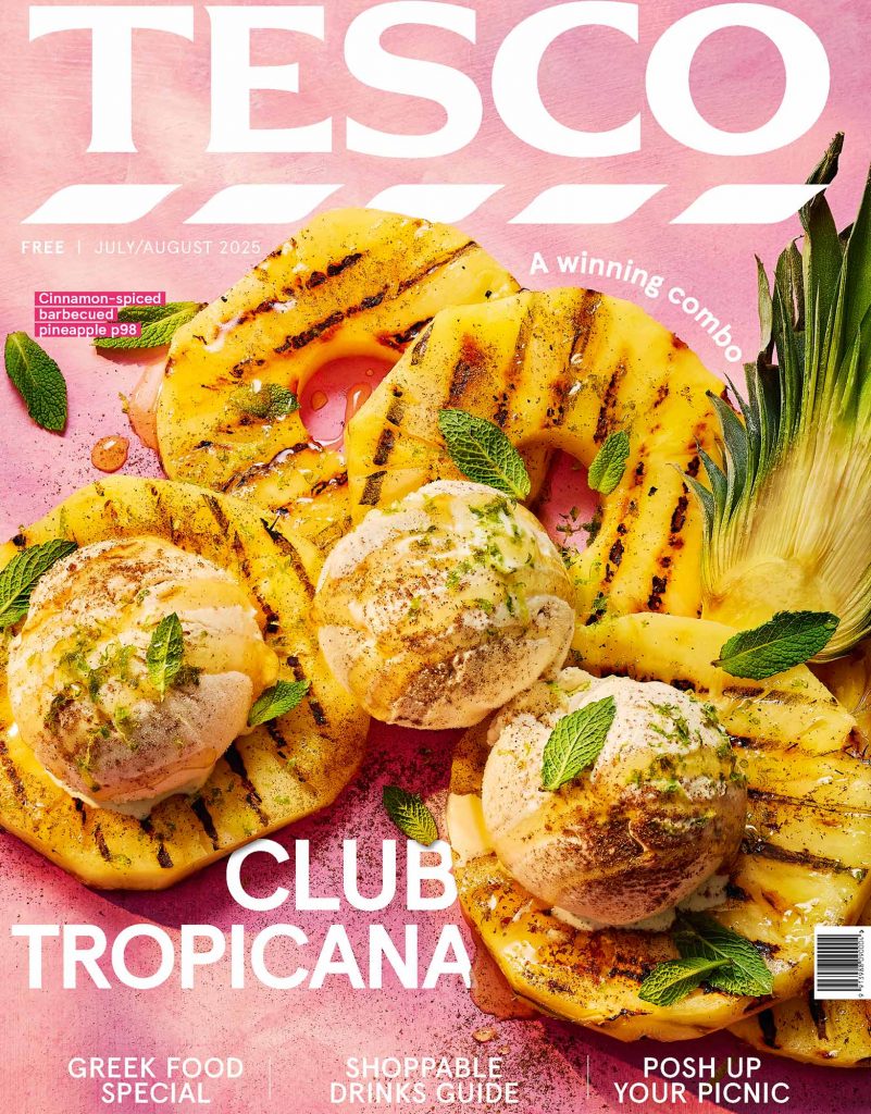 tesco magazine July august 2025 cover ice cream pineapple slices