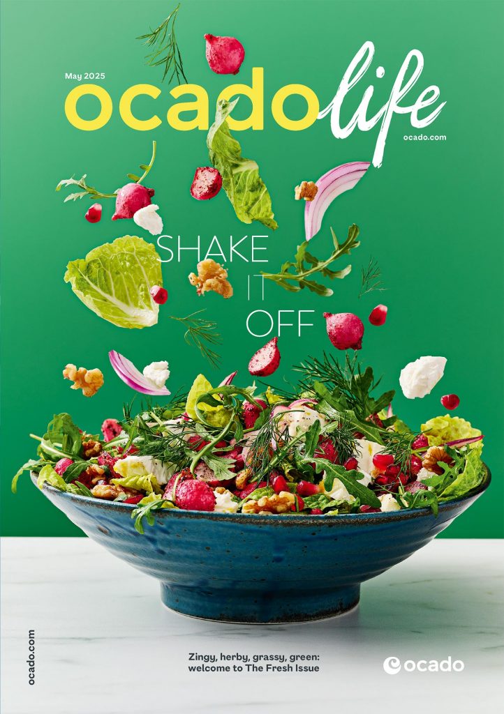 Ocado life cover flying ingredients from a salad